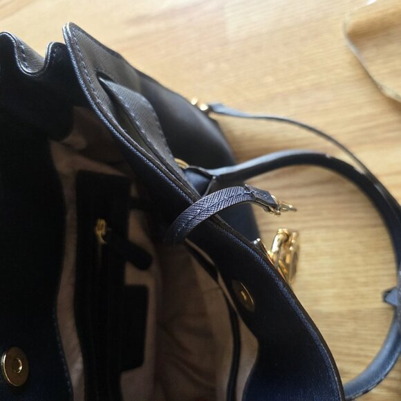 Michael Kors Hamilton Logo Satchel Bag Navy Blue - Picture 8 of 13